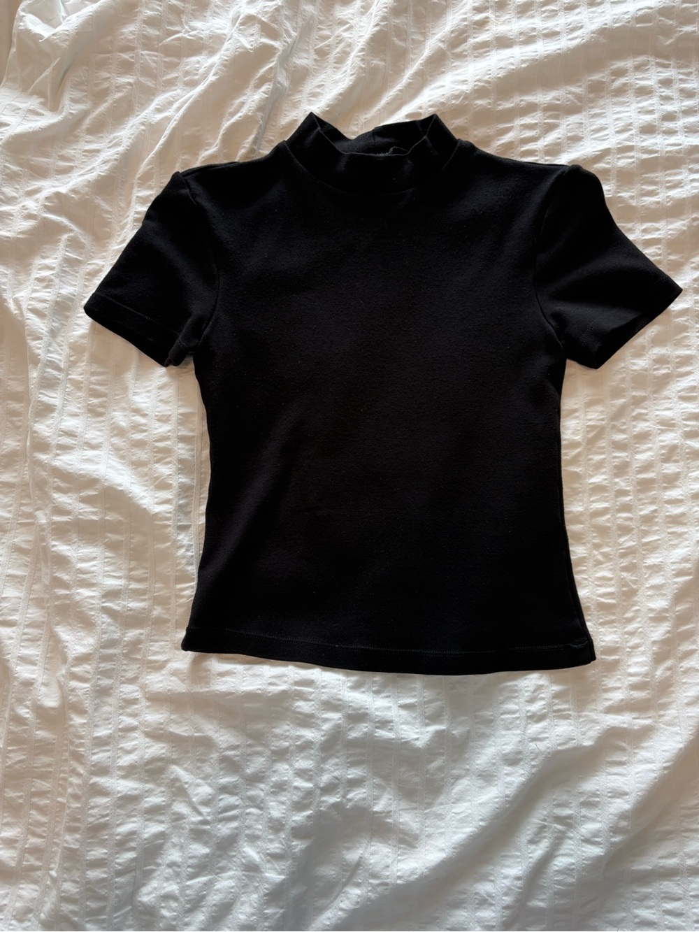 American Apparel Black Short-Sleeve Mock Neck Tee